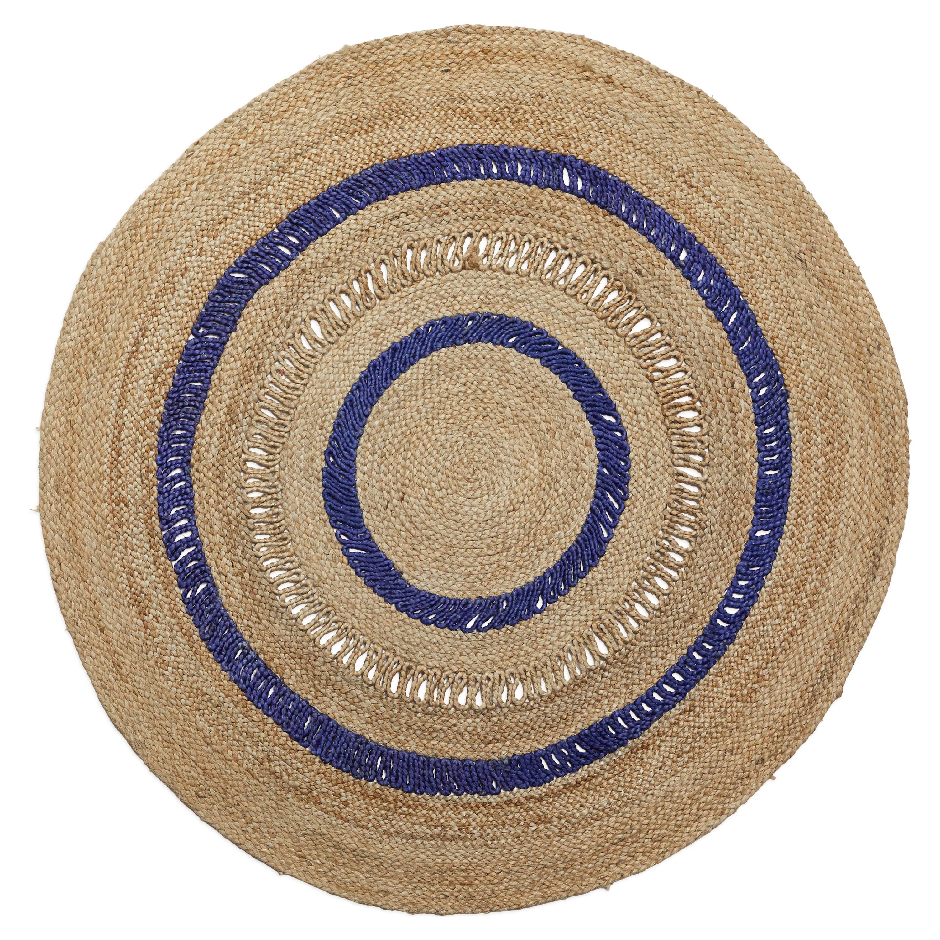 Round Blue Stripe Jute Area Rug by Drew Barrymore Flower Home - image 1 of 6
