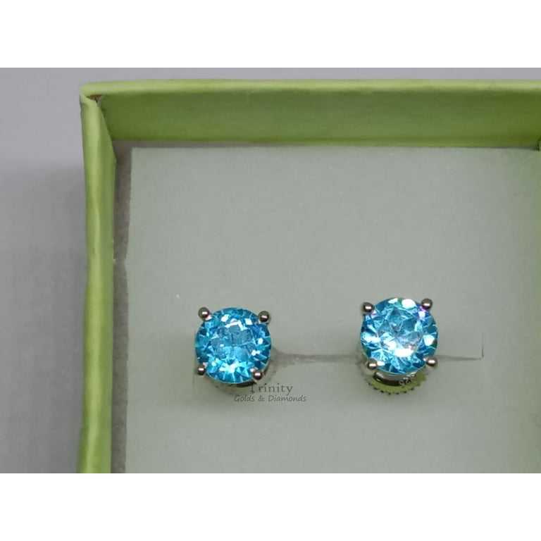 Sterling Silver cheapest Screw Blue Topaz Earring