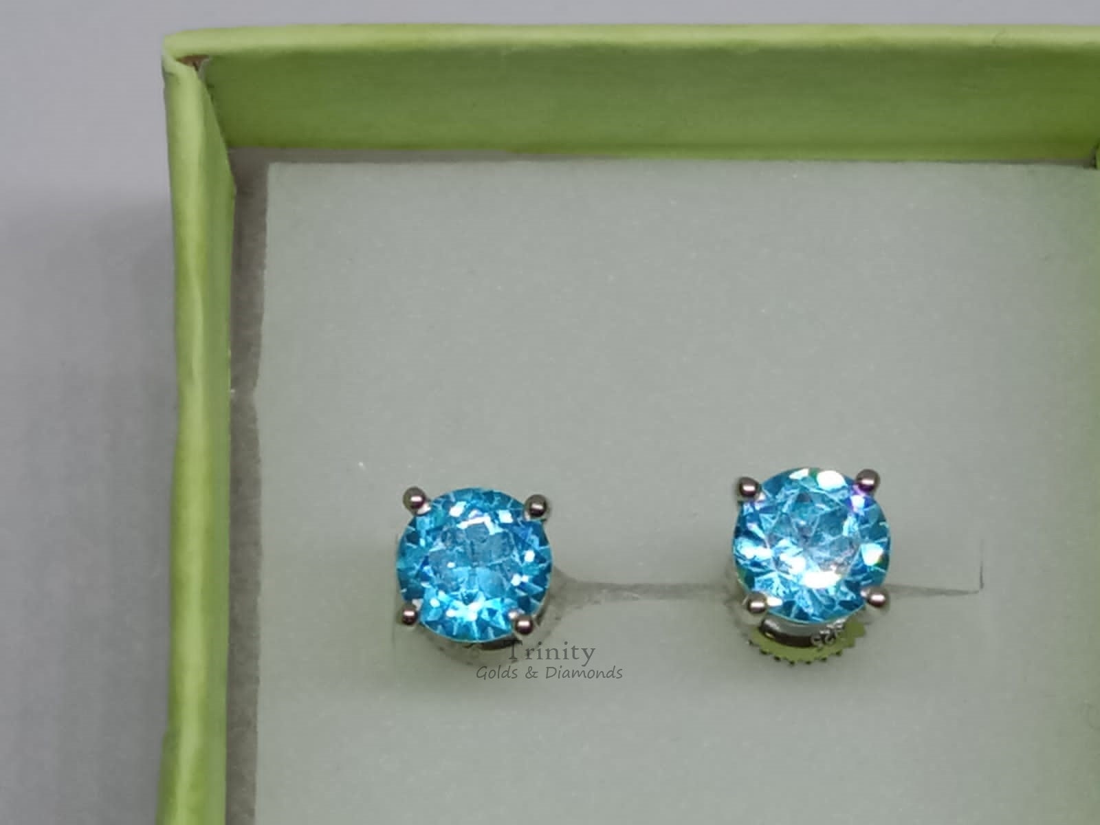 Italian 925 Sterling Silver Screw Back Stud Earrings - Natural Blue Topaz - All Sizes Available