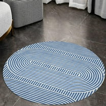 Round Blue rug 5x5, Hand tufted carpet, Area rugs for Bed, Living room.