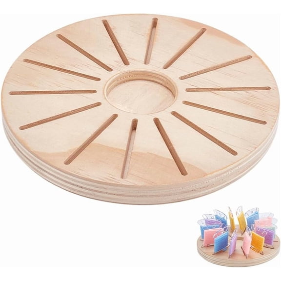 Round Bobbin Rack for Embroidery Floss Wooden Bobbin Rack Embroidery Thread Holder DIY