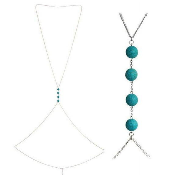 Round Bodychain, Silver & Turquoise