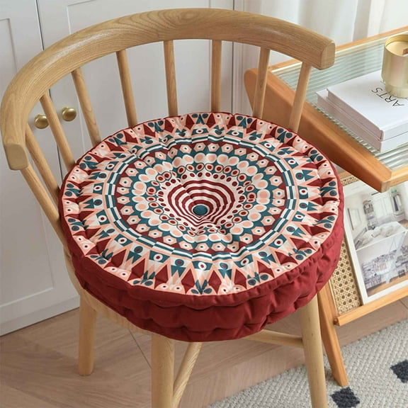 Round Bohemian Floor Pillow, Meditation Floor Pillow Ethnic Style Floor Cushions Large Handmade Pillows Seating Vintage Cushion for Yoga Living Room (Flower Season)