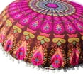thumbnail image 1 of Round Bohemian Large Floor Pillow Cover High Quality New Groovy Design With Happy Pompom Borders Ideal For Meditation Reading Relaxing Playroom Floor Seating, 1 of 6