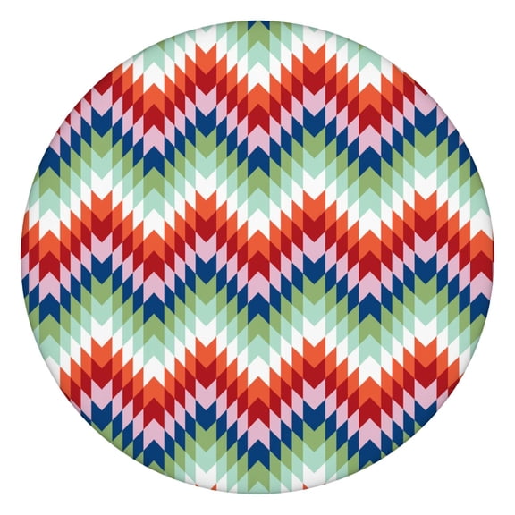 Round Boho Mandala Tablecloth, Elastic Edge Fit, Colorful Floral Design, Washable, Perfect for Kitchen and Picnic 36–44 inch