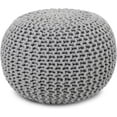 thumbnail image 1 of Round Boho Pouf Ottoman - Cable Knitted Cord Boho Pouffe - Stuffed Poof Accent Beanbag Footrest for Living Room - Nursery - Bedroom - Covered Patio - Study Nook (18”x18”x14”) - Gray-S, 1 of 20