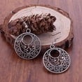 thumbnail image 1 of Round Boho Scroll Silver Patina Hook Earrings For Woman, 1 of 5
