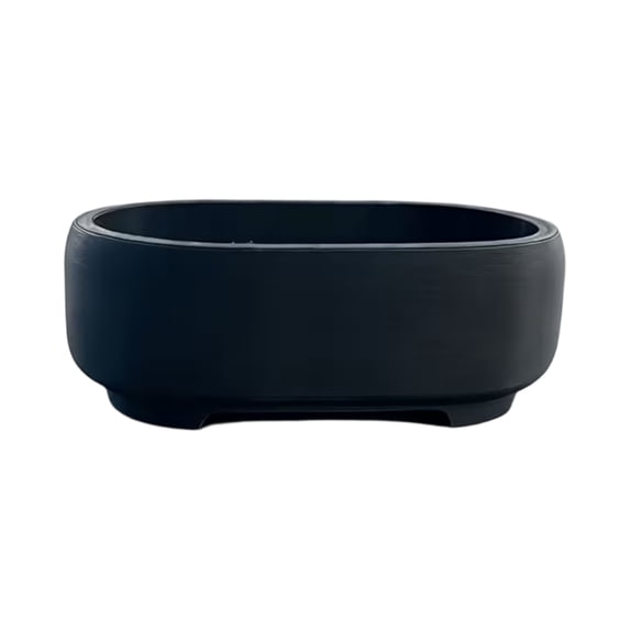 Round Bonsai Planter Pot with Tray, Minimalist Ceramic Succulent Bowl for Indoor Desk Window Sill and Home Garden Black 6" X 3" X 2"