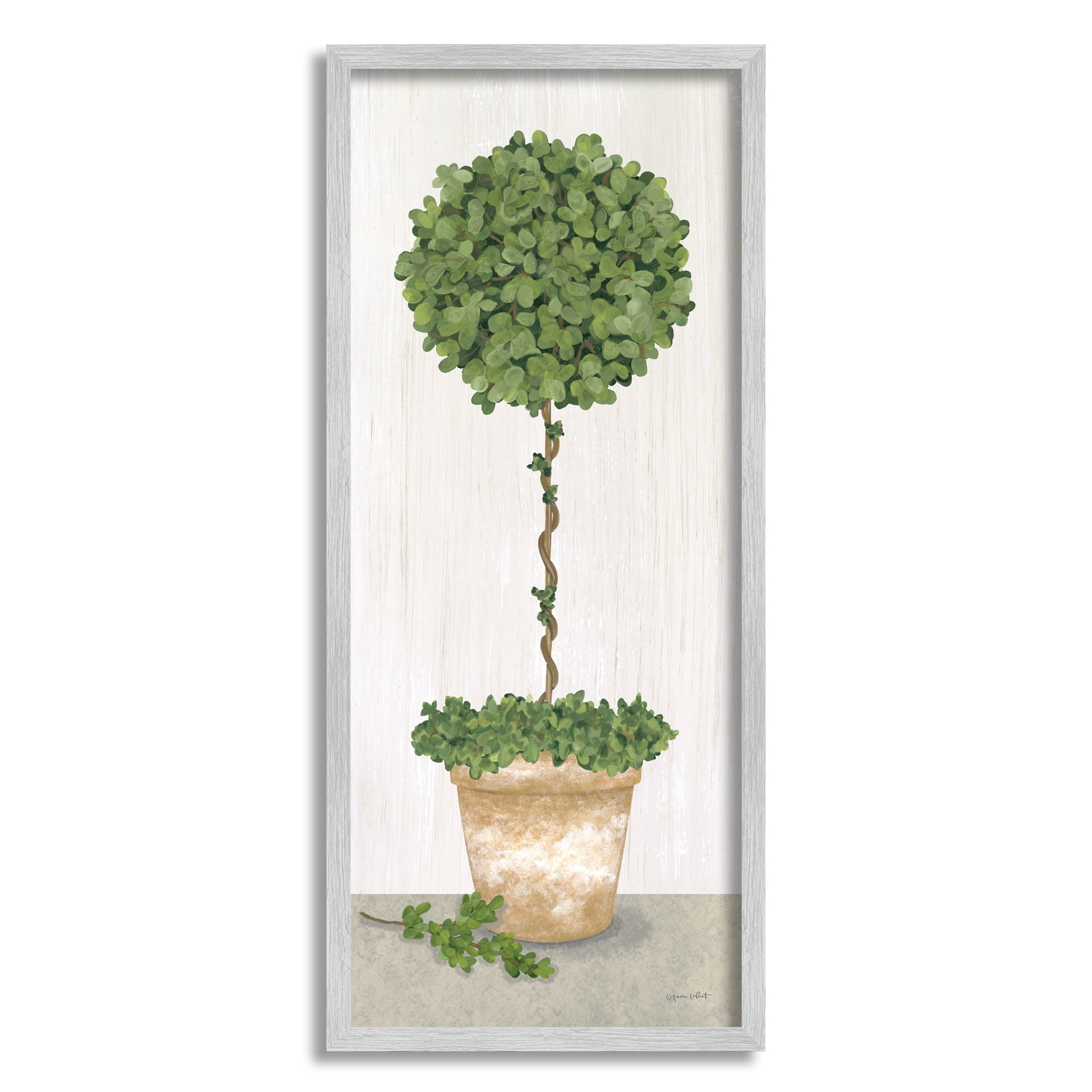 Round Botanical Potted Tree Botanical & Floral Graphic Art Gray Framed Art Print Wall Art