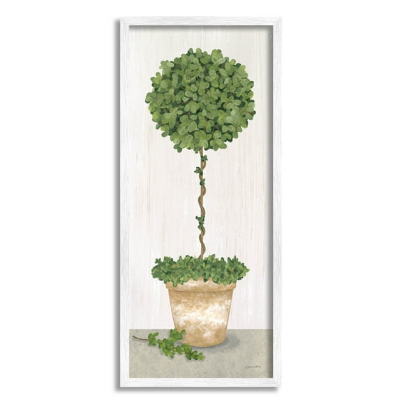 Round Botanical Potted Tree Botanical & Floral Graphic Art White Framed Art Print Wall Art