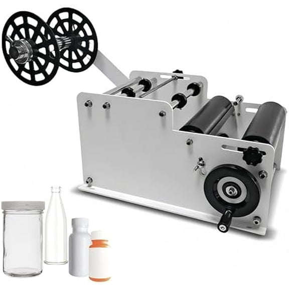 Round Bottle Labeler Labeling Machine, Manual Bottle Sticker Dispenser Machine, MT30-30 Label Applicator for PET Plastic Glass Bottles (Ivory)$$Electronics Other