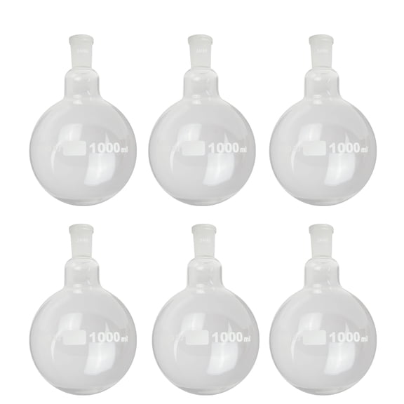 Round-Bottom Boiling Flask, 24/40 Ground Glass Joint, 1000ml, Pack of 6