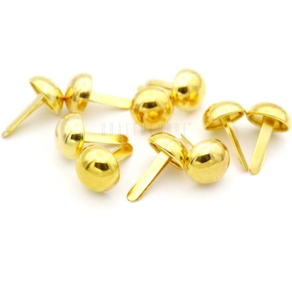 CRAFTME STUDIO Round Brads Purse Feet Handbag Nailhead Spike Prong Studs, 50 PCS 15 mm (5/8 Inch) (Gold)