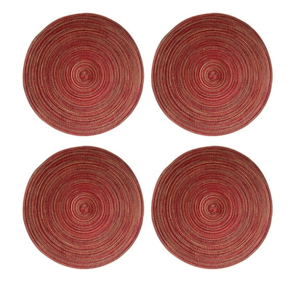 Round Braided Cotton Placemats Set of 4, 15 Inch Heat-Resistant Table Mats for Kitchen, Dining Room, Holiday & Everyday Use, Washable, Non-Slip, Gift Ready, 4X Placemats