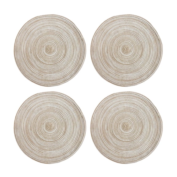 Round Braided Cotton Placemats Set of 4, 15 Inch Heat-Resistant Table Mats for Kitchen, Dining Room, Holiday & Everyday Use, Washable, Non-Slip, Gift Ready, 4X Placemats