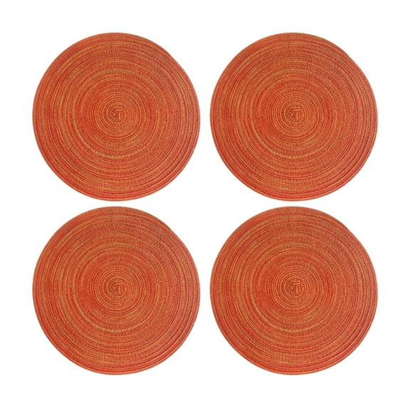 Round Braided Cotton Placemats Set of 4, 15 Inch Heat-Resistant Table Mats for Kitchen, Dining Room, Holiday & Everyday Use, Washable, Non-Slip, Gift Ready, 4X Placemats