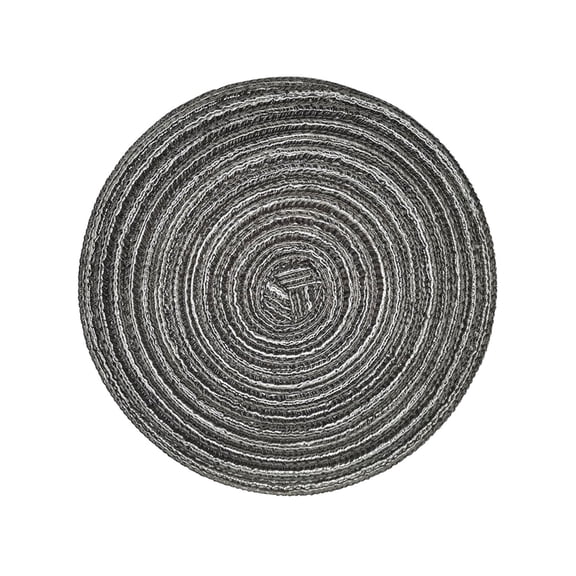 Round Braided Placemats,11.8 inch Circle Placemat,Heat Resistant & Non Slip Place Mats for Dining Tables,Washable Kitchen Table Mats,Washable Cotton Polyester Woven Dinner Mat(Grey)