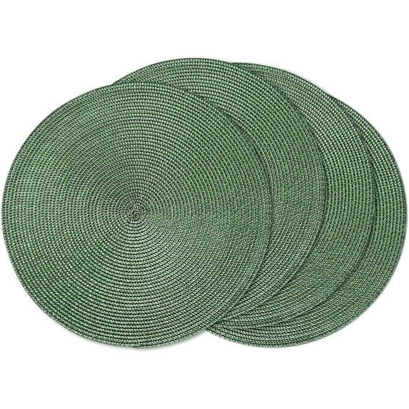 Round Braided Placemats 15 Inch Round Table Mats for Dining Tables Natural Woven Heat Resistant Place mats Set of 4 (Olive Green,4)