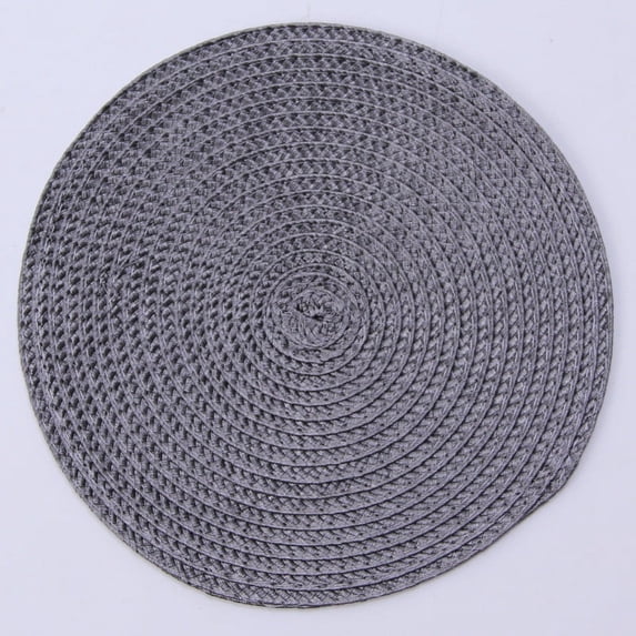 Round Braided Placemats 15 Inch Round Table Mats for Dining Tables Woven Heat Resistant Place Mat Decoration (Gray)