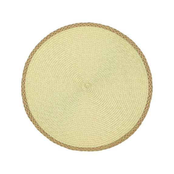 Round Braided Placemats 15inch, Placemats 1 Non-Slip, Round Placemats Heat Resistant, Woven Placemats for Kitchen Dining Tables-Beige Color