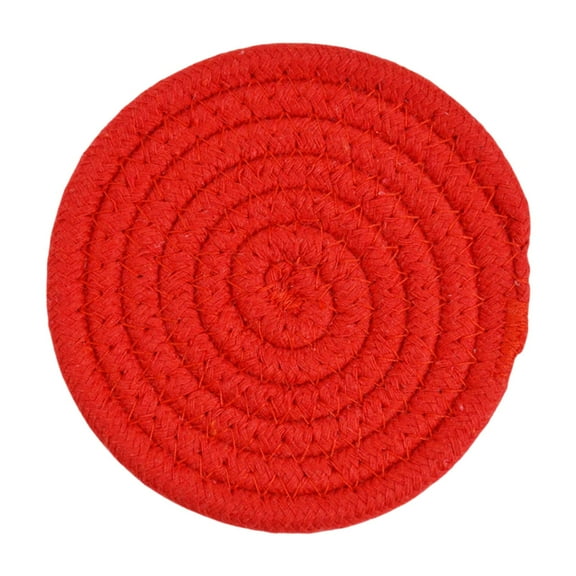 Round Braided Placemats 1pcs Table Mats for Dining Tables Woven Washable Non-Slip Place mats 15 Inch, red
