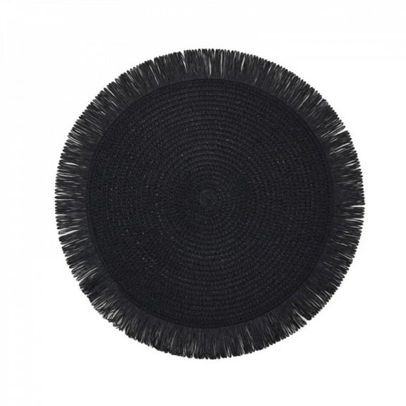 Round Braided Placemats Fringe Paper Table Mats Hand Woven Non-slip Insulation Place Mats Tea Cup Pad Dining Table Decorations
