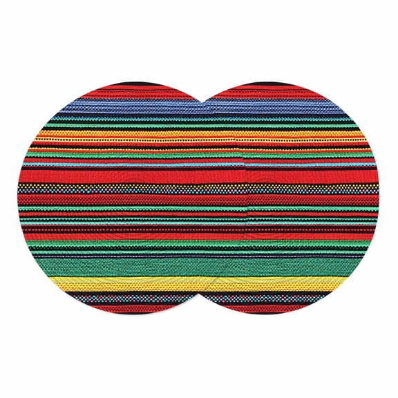 Round Braided Placemats Set of 2, Boho Non-Slip Place Mats for Dining Table Woven Washable Table Mats 13 inch Bohemian Colorful Stripes Retro Abstract Rainbow for Kitchen Decoration