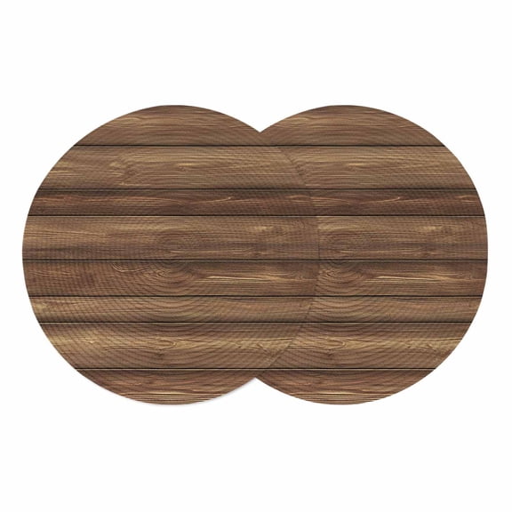 Round Braided Placemats Set of 2, Farm Brown Wood Grain Non-Slip Place Mats for Dining Table Woven Washable Table Mats 13 inch Country Style Rustic Wooden Texture for Kitchen Decoration