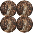thumbnail image 1 of Round Braided Placemats Set of 6,Leopard Print Washable Dining Table Durable PVC 15 Inch Non-Slip Heat Resistant Place Mats for Table Decor Home Decor, 1 of 7
