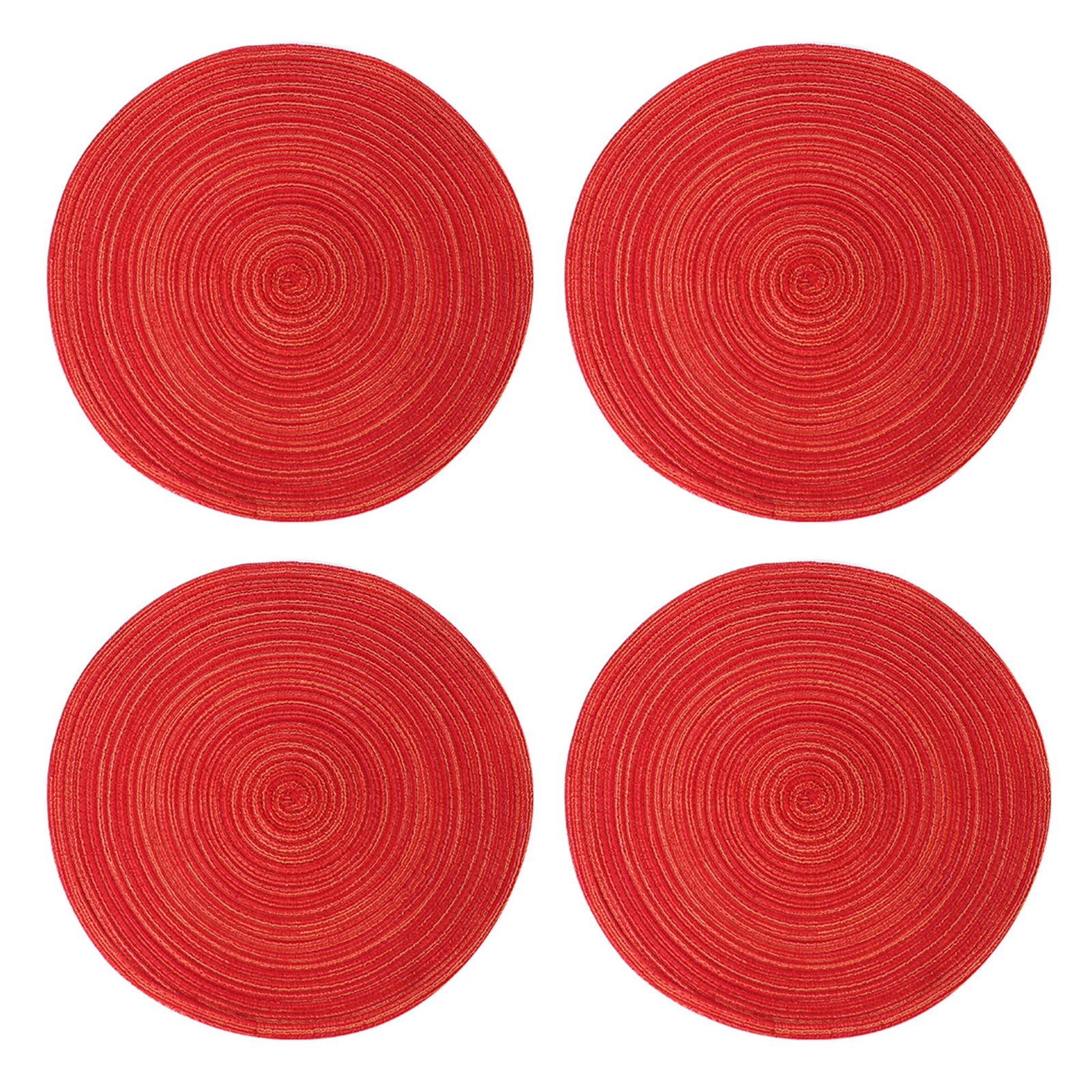 Red 15" Round Cotton Braided Placemats, Set of 4
