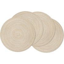 Round Braided Placemats Set of 4 Round Table Mats for Dining Tables 15 inch Washable Kitchen Table Place Mats Indoor (Beige, 4)
