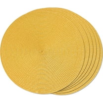 Round Braided Placemats Set of 6 Table Mats for Dining Tables Woven Washable Non-Slip Place mats 15 Inch, Yellow