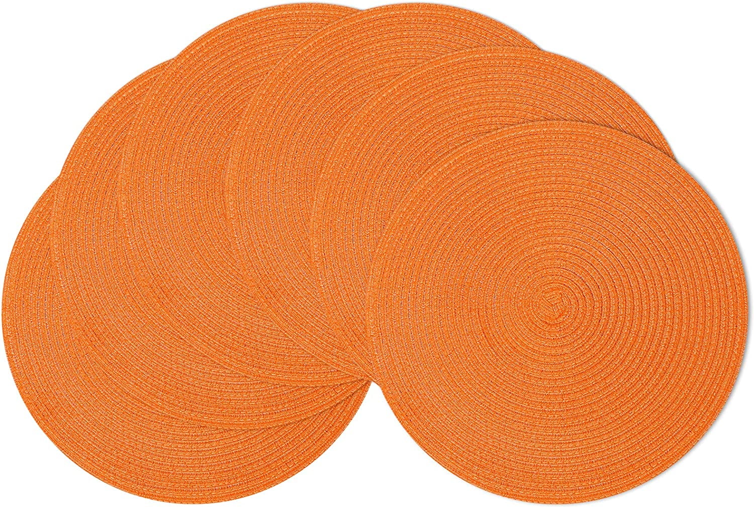 Round Braided Placemats Set of 6 Table Mats for Dining Tables Woven