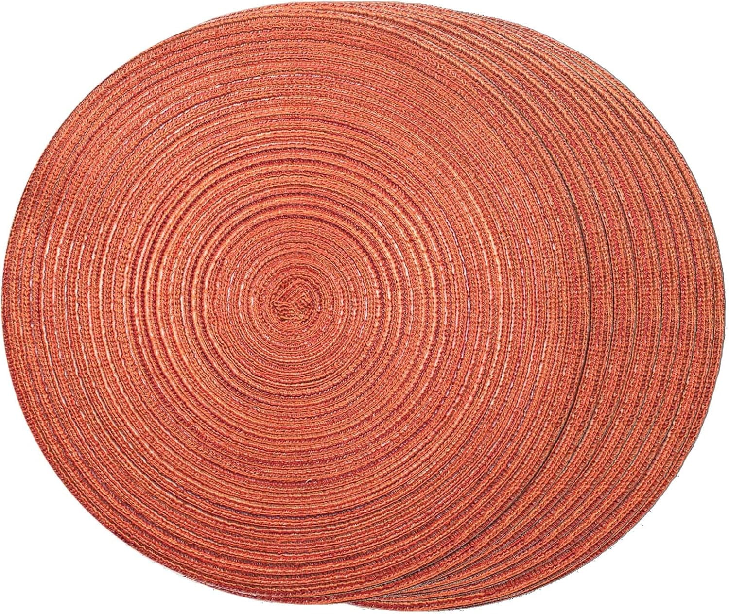 Round Braided Placemats Set of 8 Place mats for Dining Tables Woven Heat Resistant Table Mats 15 inch for Fall (E Brown, 8pcs)
