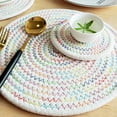 thumbnail image 1 of Round Braided Placemats Table Mats for Dining Tables Woven Washable Non-Slip Place Mats, Rope Round Coasters Nonslip Washable Heat Resistant Woven Place Mat for Dining Patio Table, 12 inch, 1 of 9
