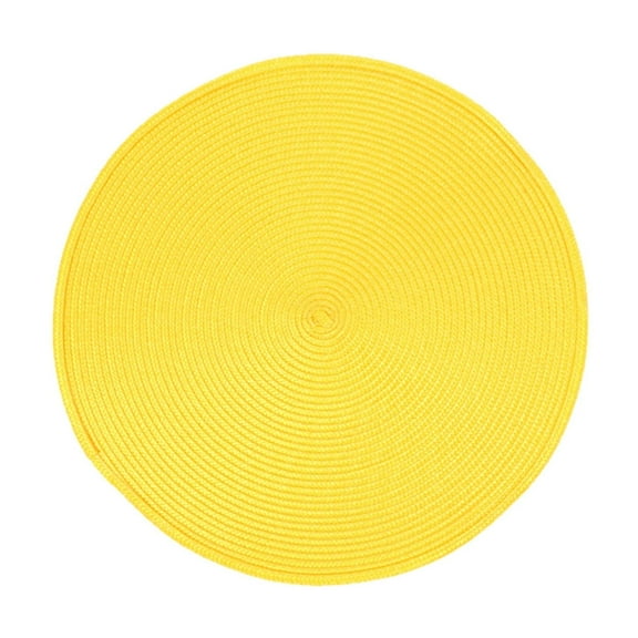 Round Braided Placemats for Dining Table ,Small Circle Placemats Washable Heat-Resistant Non-Slip Round Table Mats for Kitchen Table, Yellow