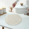 thumbnail image 1 of Round Braided Placemats for Dining Tables 15 Inch Heat Resistant Table Mats Farmhouse Woven Fabric Natural Place mats for Decoration with Tassel, 1 of 5
