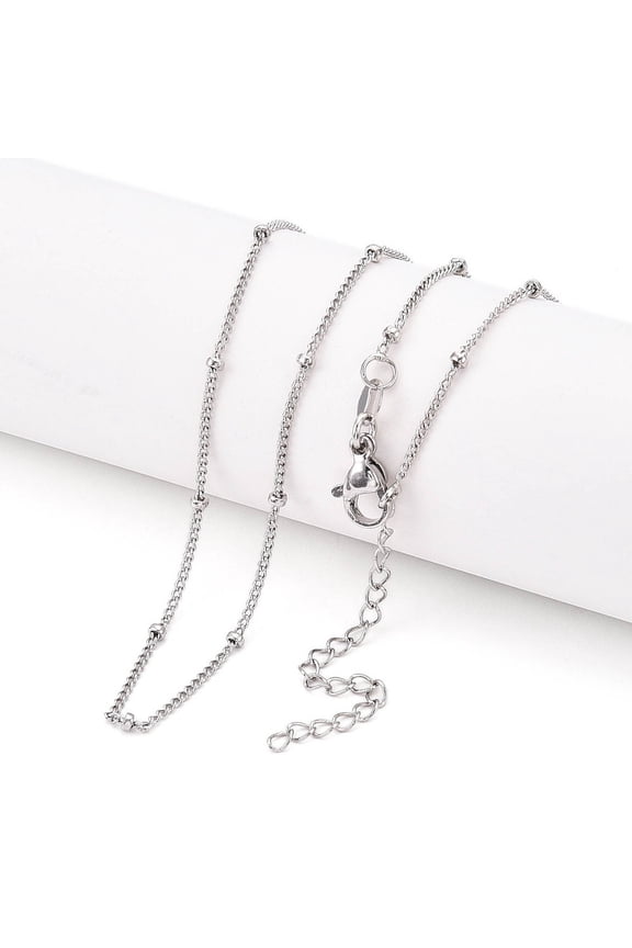 Round Brass Curb Chain Necklaces for Women Platinum 18.03 inch(45.8cm) diy