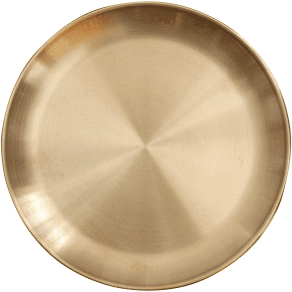 Round Brass Tray, Small Gold Decorative Tray, Metal Storage Organizer, Modern Home, Matte Brass Finish (20cm/7.9inch)