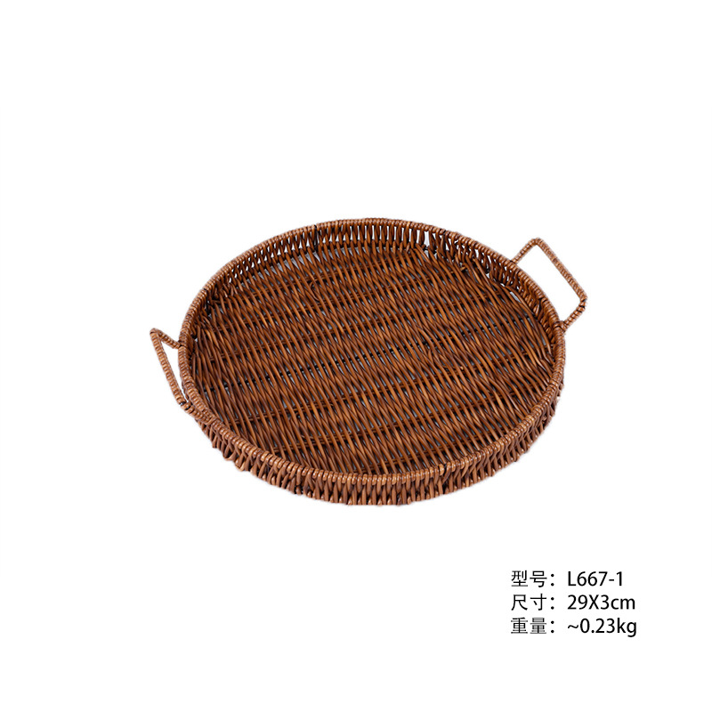 Round Bread Serving Basket Handcrafted Bread Serving Tray Snack Tray