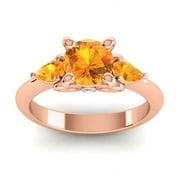Round Brilliant Cut 2.50 Carat Citrine Gemstone 3 Stone Wedding Ring for Women Solid 14K Rose Gold Size 7 by Caratup