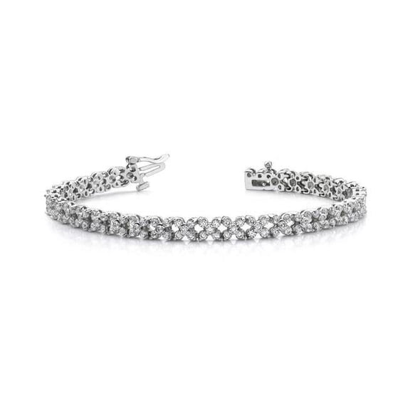 Round Brilliant Cut 8.25 CT Diamonds Flower Bracelet, 14K White Gold