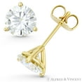 thumbnail image 1 of Round Brilliant Cut Forever ONE 3-Prong Martini Pushback Stud Earrings in 14k Yellow Gold, 1 of 2