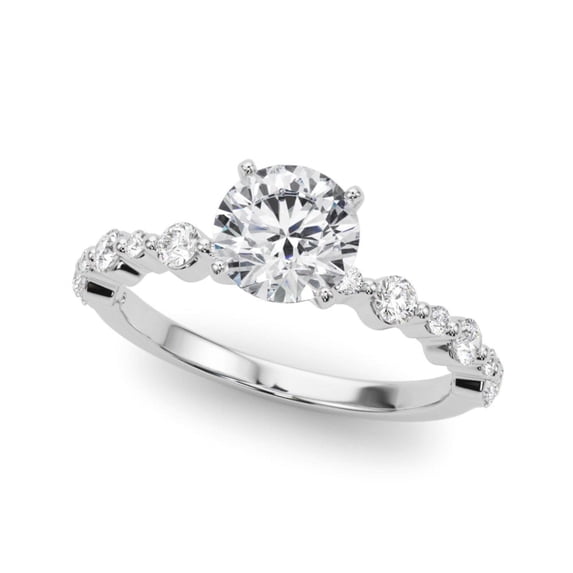 Round Brilliant Cut Solitaire With Accents Engagement Ring 10K White Gold