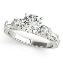 Round Brilliant Cut Solitaire With Accents Engagement Ring 10K White Gold