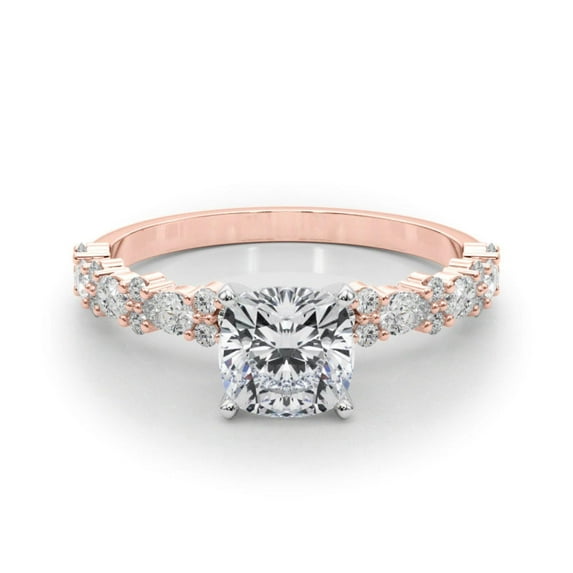 Round Brilliant Cut Solitaire With Accents Engagement Ring 14K Yellow Gold