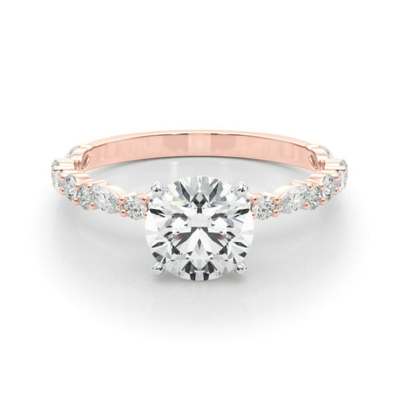 Round Brilliant Cut Solitaire With Accents Engagement Ring 925 Silver