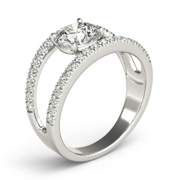 Round Brilliant Cut Unique Engagement Ring 14K Rose Gold