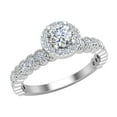 thumbnail image 1 of Round Brilliant Halo Diamond Engagement Ring for Women Stackable Luscious Milgrain Design 18K White Gold 0.85 carat (G,VS1), 1 of 5