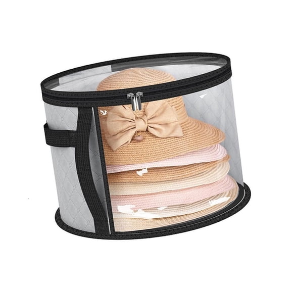 Round Brim Hat Storage Bucket with Handle Caps Organizer for Fashion Enthusiasts
